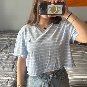 Striped Women’s Polo V Neck